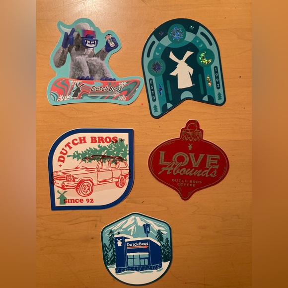 Lot of 5 Rare Hard to find Arizona Dutch Bros Christmas, Halloween stickers - Picture 2 of 2